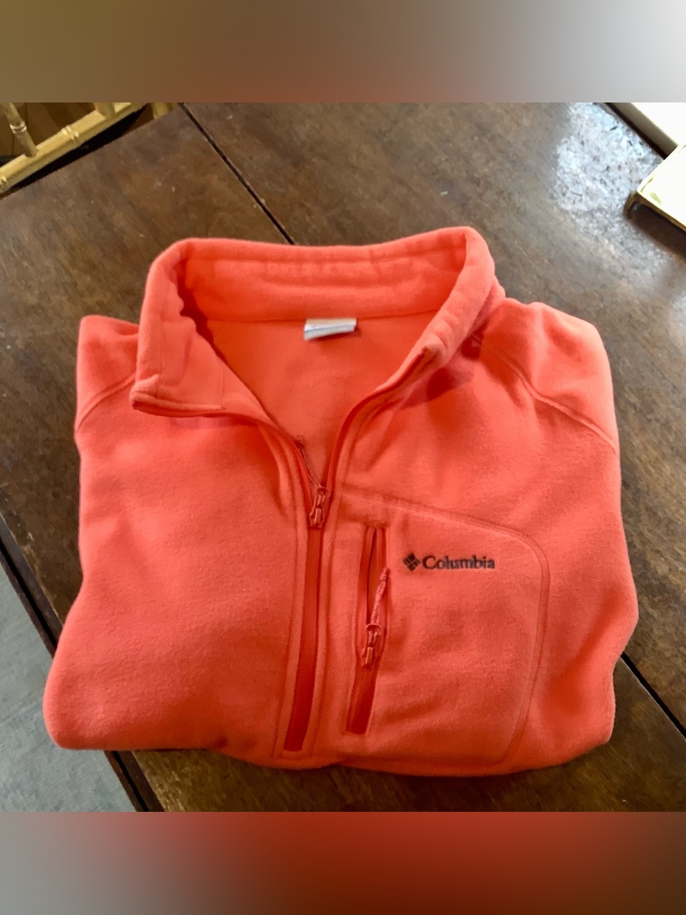 Columbia Fleece 1/4 Zip Orange Pullover Zipper Chest Pocket - Men’s XXL EUC